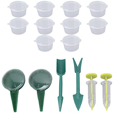 ZDAGELD Mini Seed Spreader and Handheld Dispenser Set, 5 Speed Adjustable Sowing Planter Tool for Grass Garden Small Seeds, Lightweight Plastic Horticultural Seeder, 6 Pieces