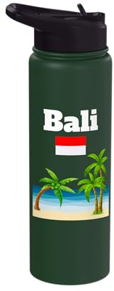 Bali Souvenir Indonesia Trip Beach Lover Indonesian Flag Stainless Steel Insulated Water Bottle