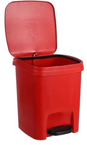 Generico Pattumiera da Cucina Pedale 10l in Plastica Rossa Coperchio Antiprofumo per Soggiorno Camera da Letto Ufficio Bidone della Spazzatura Rettangolare per Raccolta Differenziata