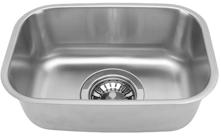 Kikumi Mini-Edelstahlspüle, 304 Gebürstetes Einzelbecken-Wohnmobilwaschbecken mit Direktem Abflusszubehör, für Autos, Boote, Wohnmobile, Yachten, 12,6 X 8,66 X 4,72 Zoll
