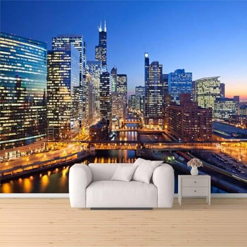 Fotomurales Decorativos Pared Nueva York 3D Mural Autoadhesivo Pared Paisaje Urbano Papel Pintado Tela de Seda Papel Tapiz Panorámico 200x140 cm B-5730