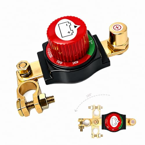 Batterie Trennschalter 12V-48V, Batterietrennschalter 180° Einstellbarer, Batterieschalter 12v Trennschalter Wasserdicht, Autobatterie Trennschalter für Auto Motorrad Boat Jacht Caravan Bus (Pluspol)