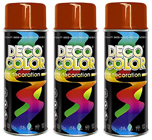 Deco Color 3er Sparpack DC Lackspray glänzend 400ml nach RAL (3 Dosen in verkehrsrot glanz RAL 3020)