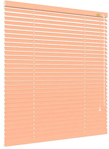 Klemmfix Alu Jalousie ohne Bohren - viele Größen und Farben - Aluminium Lamellen - Klemmträger Montage Fenster Tür - Rollo Faltrollo Sonnenschutz Jalousette (Größe 60 x 160 cm, Farbe Apricot)