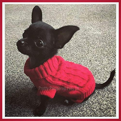 Chihuahua Clothes Puppy Dog Coat Knit Winter Warm Jumper Cosy Teacup Smaller Breeds Miniature (XXS, RED)