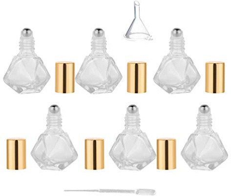 Minkissy Roller Flaschen Glas Leer Nachfüllbar Öl Roll On Flaschen mit Edelstahl-Rollkugeln Pipette Ätherisches Glasflasche für Ätherische Öle Aromatherapie Duftstof Glasaufsatz 5ml 6 Stück
