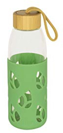 Pebbly PKV-023 Bottiglia, Vetro borosilicato, Verde Salvia, Ø 7 x 21 cm