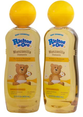 Ricitos de Oro, babyschampo rengöring och ljusgörande babyschampo med kamomill, parabenfri, hypoallergen 2-pack med 399 ml vardera, 2 flaskor