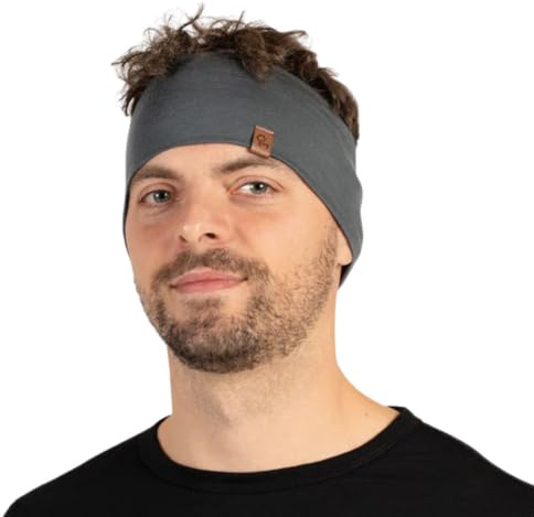 menique 100% Merinowolle Stirnband Herren – Dünnes Sport Stirnband Damen, Leichtes Atmungsaktives Lauf Stirnband Merino, Thermo Stirnband für Joggen, Wandern, Radfahren & Training (Perfektes Grau)