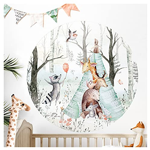 Little Deco Wandtattoo Waldtiere Giraffe Reh Bär Maus & Zelt DL633 XL - 120 cm