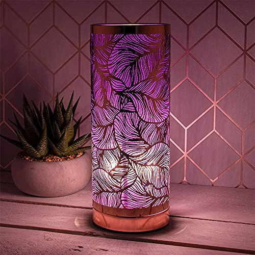 lesser and pavey Cylindrical Desire Aroma Lamp | Rose Gold & Purple Leaf Design | 1 Pc