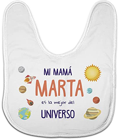 LolaPix Baberos bebé Madre. Babero Personalizado con Nombre. Baberos Originales día del Padre, día de la Madre. Babero Infantil Cierre Velcro. Regalos Personalizados diseños. MAMÁ Universo