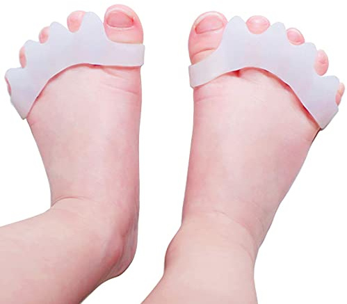 JYCCH - Separatore per dita dei piedi in gel per bambini e separatore per correggere e separare dita che si sovrappongono (Bianco, 2 pezzi)