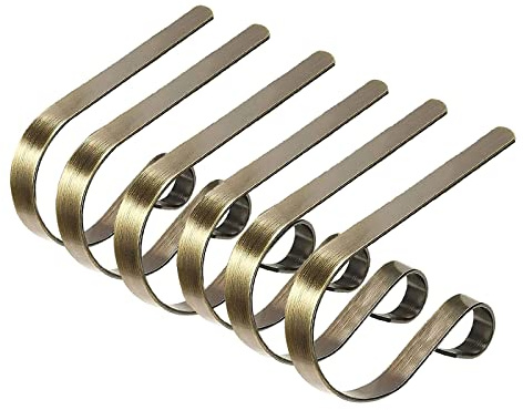 heigudan 6 Stück Weihnachtssocken-Haken, Bücherregal, Kamin, Ornamente, verstellbar, hängend, fest, rutschfest, Metall-Kleiderbügel, Weihnachtsfeier, Mehrzweck-Dekorationen