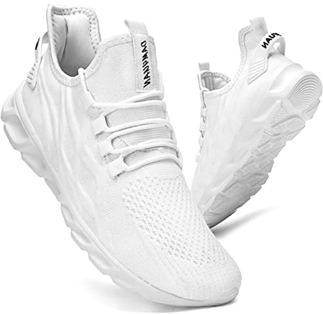 CAIQDM Basket Homme Chaussure Modae Running Sneakers Casual Marche Sport Basquettes Outdoor Gym Fitness Respirante Course Chaussures Blanc 44 EU