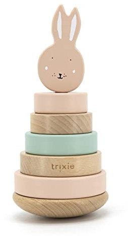 Trixie - Stapelturm aus FSC-zertifiziertem Holz – Spielzeug zum Lernen der Motorik, ab 1 Jahr – Mrs. Rabbit (Kaninchen)