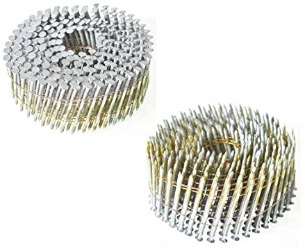 Timunr 3600 Count Siding Nails 15 Degree 2 Inch x .092 Inch Collated Wire Coil Full Round Head Ring Shank Hot-Dipped Galvanized