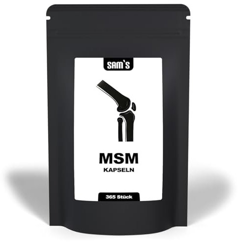 MSM Kapseln hochdosiert - 365 vegane Kapseln MSM mit 1600mg je Tagesdosis - 60-80 Mesh - hoch bioverfügbare organische Schwefel-Verbindung - von SAM'S