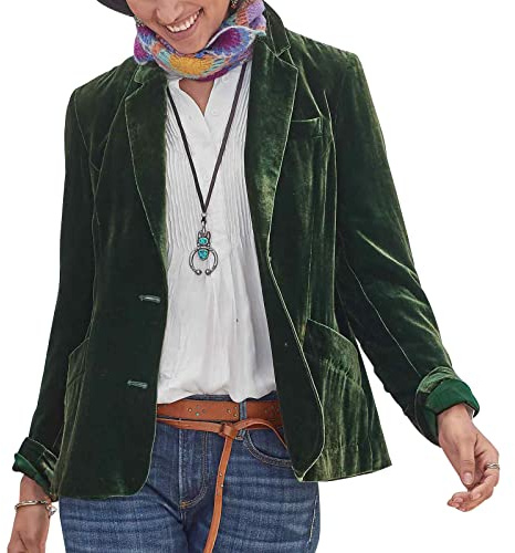 MINTLIMIT Women's Casual Velvet Blazer Notched Lapel Button Front Blazer Jacket Long Sleeve Jacket Coat Blazer | With Pockets, Notched Lapel, Button Closure, Classic Casual Formal Long Sleeve Velvet Blazer, Business Casual Outfit