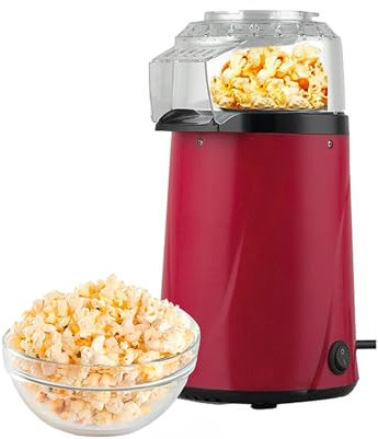 Avilia Macchina per Popcorn 1200W ad Aria Calda in 2 Minuti - Senza Olio per Bambini - Design Rosso Accattivante - Popcorn Machine Salutare e Gustoso
