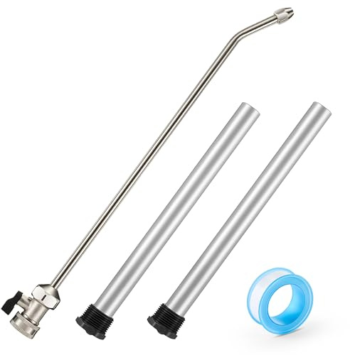 RV Water Heater Tank Rinser and Anode Rods, Metal Tube RV Hot Water Tank Flush Wand with Shutoff Valve for Flushing Out Sediment and Scale from RV Water Heater