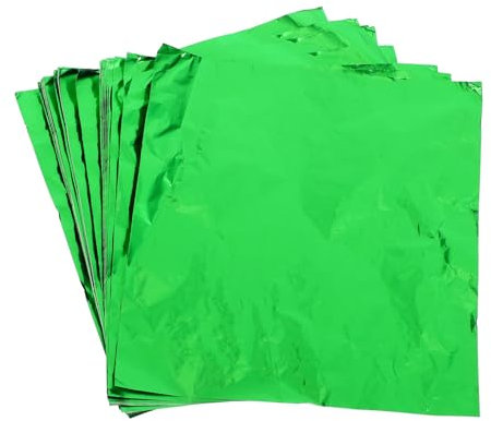 MAGICLULU 100pcs Aluminum Foil Green Shiny Surface Pack for Food Packaging Candy Wrapper Tea Packing Foil for Home Shop