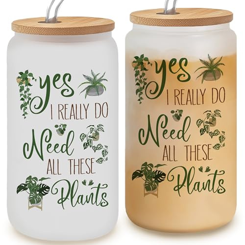 Vivulla68 Gifts for Plant Lovers - Plant Glass Cup, Gardening Coffee Mug for Mom, Dad, Garden Lover, Garden Crazy Plants Lady Gifts, Unique Present for Women, Men, Gardener on Birthday, Christmas