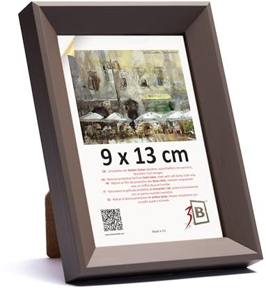 3-B Bilderrahmen VIK - Espresso - 9x13 cm - Holzrahmen, Fotorahmen, Portraitrahmen mit Acrylglas