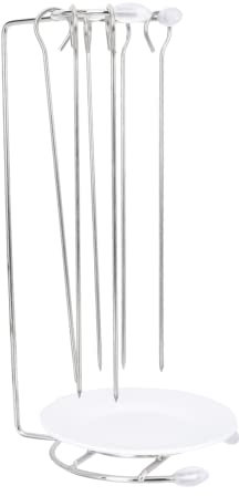 POPETPOP 1ensemble Support De Grillade Acier Avec Brochettes Pour Barbecue Accessoire Pratique Pour Cuisine Extérieure Et Événements Plein Air