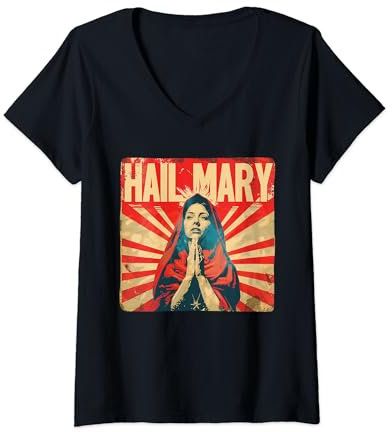 Damen Cooler American Football mit lustigem Hail Mary T-Shirt mit V-Ausschnitt