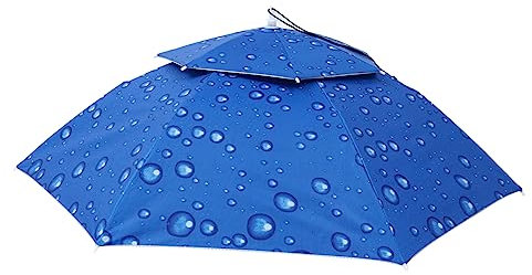HANABASS Kopfmontierter Outdoor Regenschirm 95cm Doppellagiger Freihändiger Sonnenschirm Mit Oxford Stoff Verstellbare Riemen Für Angeln Gartenarbeit Und Wandern
