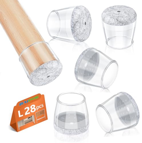 Gommini per Sedie Rotondi, 28 Pezzi Feltrini per Sedie, Tappi per le Gambe Delle Sedie per Pavimenti in Legno, Protezione Antigraffio, Elastiche(Fit:29-37mm)