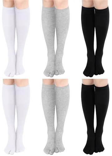 Fourluoo 6 Paia di Calze Tabi Infradito per Donne, Calze Giapponesi con Dita Separate per Sandali, Calze Lunghe Casual per Uomini e Donne, Multicolore, M