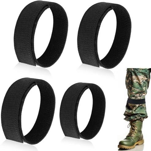Cinghie Elastiche Antiscivolo,4 Pezzi Elastico per Pantaloni Fascette Elastiche Cinghia Fissaggio Clip per Pantaloni da Bicicletta per Escursionismo,Campeggio,Uniformi Militari (30 * 300 mm)