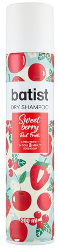 Batist Trockenshampoo Sweet Berry, Trockenshampoo mit Kirsch- und roten Früchten, duftendes Trockenshampoo für Frisuren und Styling, für alle Haartypen, 200 ml, Made in Italy