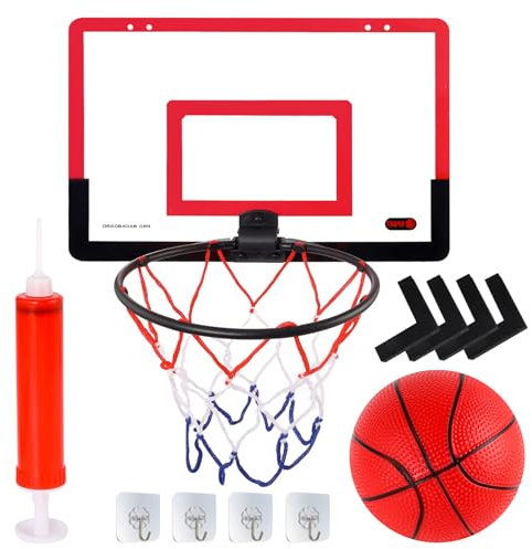 Panier de Basket Interieur,Mini Panier Basket Enfant avec Ballon de Basket et Pompe à Air, Panier de Basket Interieur Mural pour Chambre Cadeau Enfant Jouets de Sport.