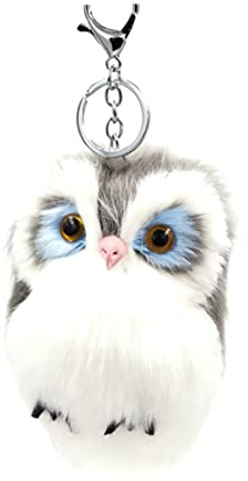 Gcroet Chauffeur de clés en Peluche de Chouette en Fausse Fourrure Chouette clés de clés Animaux Mignons Pendentif Sac à Main..