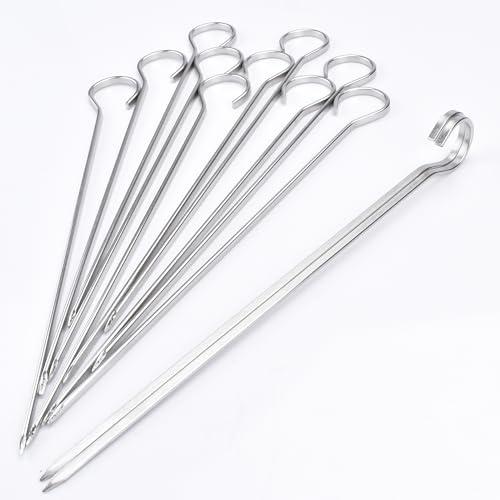 HONSHEN 20,3 cm flacher Edelstahl-Grillspieß, Grillspieße, Kebab, Kabob-Grillspieße, 12 Stück