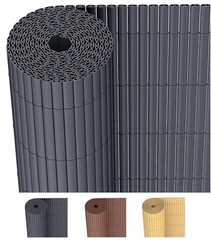 JORON PVC Sichtschutzmatte 80x500cm – Balkon Sichtschutz & Garten Sichtschutzzaun | Wetterfester Zaun Sichtschutz mit Kabelbindern, verstärkt & wasserdicht, Anthrazit