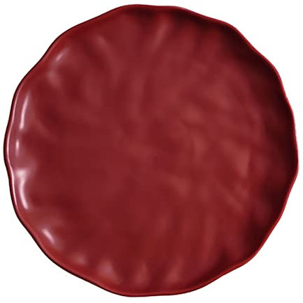 TENGJUN Plato Hondo Sencillo para Servir la Cena, vajilla para el hogar, Restaurante, Banquete, cafetería, cerámica/Rojo Vino, 22 cm/26,4 cm
