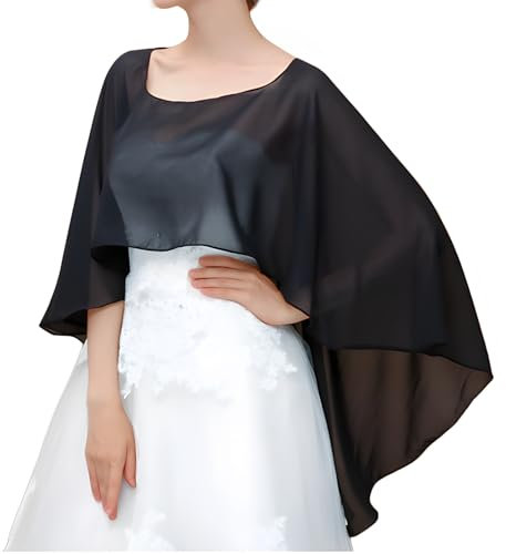 Stola für Abendkleid, Schwarzer Cape Umhang für Damen Elegante Schulterumhänge für Abendpartykleider Festliche Wraps Schals Tücher für Hochzeit Gala Cocktailkleid