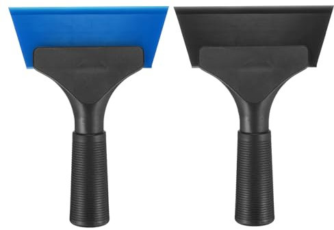 sourcing map Escobilla de goma de ducha automática de 5 pulgadas de longitud con mango antideslizante para limpiacristales y puertas de cristal, color negro y azul
