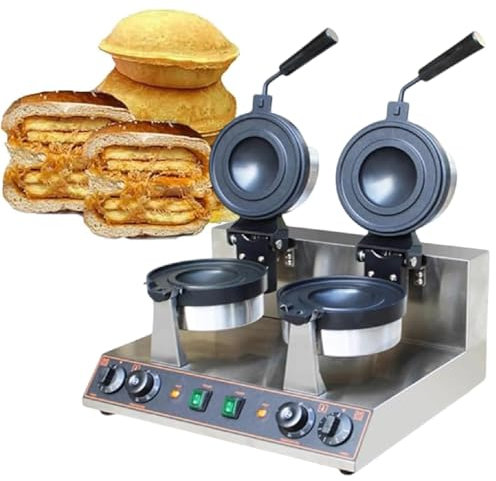 XSDAJSD Piastra elettrica per Hamburger da 1200 W, Macchina per Hamburger Professionale, Controllo della Temperatura (50-300 °C/122-572 °F) e del Tempo (0-5 Minuti), Doppia Alimentazione a 220 V.