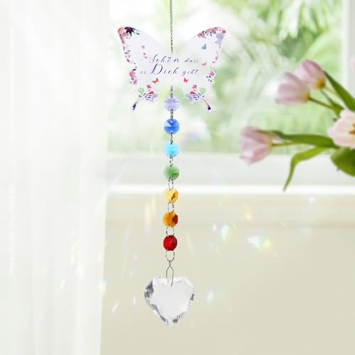 Sonnenfänger Kristall mit „Schön DASS es Dich gibt“, Suncatcher Kristall als Dankeschön Geschenke, Gastgeschenke Hochzeit, Geschenke für Kollegen, Gastgeschenke Konfirmation Deko für Zuhause Outdoor
