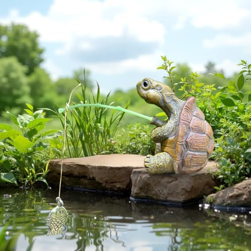 ARTGUTS Figura decorativa de resina para estanque de jardín, miniestanque para jardín, paisaje, tortuga, decoración para jardín, balcón, terraza, estanque de jardín, decoración de estanque, regalo