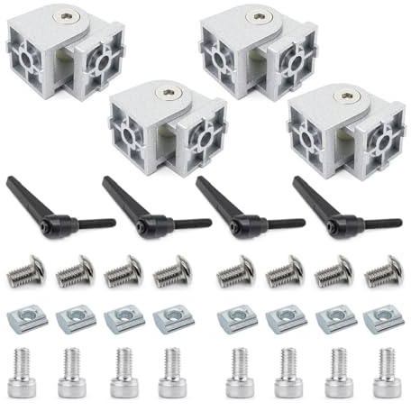 BLCCLOY 4 Sets 25 Series 10 Series Aluminum Extrusion Pivot Hinge Swivel Degree Angle Bracket with Hardware Accessories Handle for 1010 1020 2525 T Slot Extruded Aluminum Profile