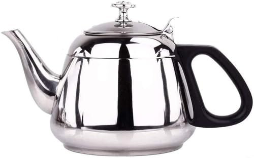 VGVSBG Teekessel, Herdkessel, Edelstahl-Teekanne, Kleiner silberner Wasserkocher mit Teesieb und Deckel, großes Fassungsvermögen, 1 Liter, Induktionsherd, Flache Unterseite, Teekanne, was