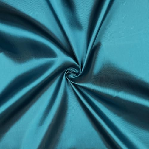 VmG-Store Satin Stoff 2m x 146cm Coupon Satinstoff Keine Meterware seidig Polyester zum Nähen glänzender Dekostoff für Kleidung Vorhänge Kostüme Damen Kleid Rock (037 Petrol)