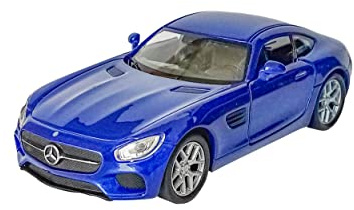 Mercedes-AMG GT Modellauto aus Metall mit Rückzugmotor 12cm Modell Auto Spielzeugauto Welly 4-Varianten 03 (Blau-Metallic)