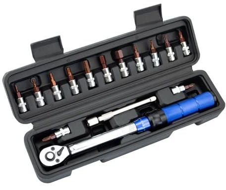 BJRWYY Set di chiavi dinamometriche ad alta precisione da 1/4, 15 pezzi, 2-24 Nm, per bici, moto, auto